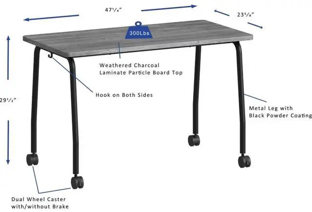 Alt view image 6 of 8 - Lorell Training Table, Weathered Charcoal