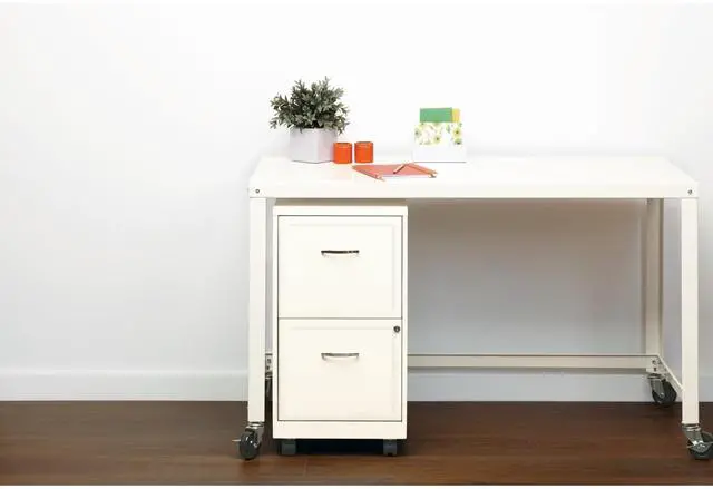 Alt view image 6 of 7 - Realspace 18"D SOHO Vertical Letter-Size Mobile File Cabinet, 2 Drawers, Pearl White