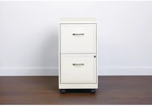 Alt view image 7 of 7 - Realspace 18"D SOHO Vertical Letter-Size Mobile File Cabinet, 2 Drawers, Pearl White