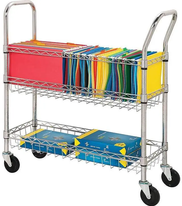 Alt view image 10 of 10 - Lorell Wire Mail Cart Ltr/Lgl 34-1/4"x12-1/2"x40" Chrome 84857