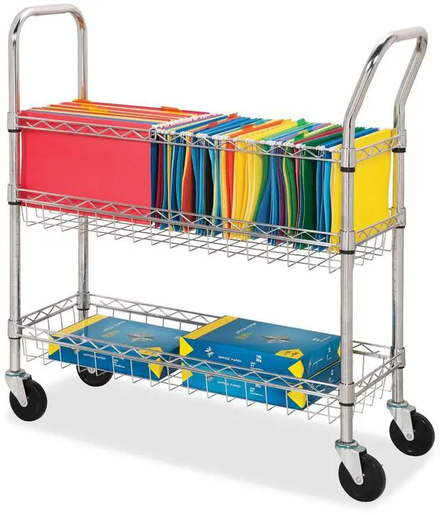 Alt view image 8 of 10 - Lorell Wire Mail Cart Ltr/Lgl 34-1/4"x12-1/2"x40" Chrome 84857