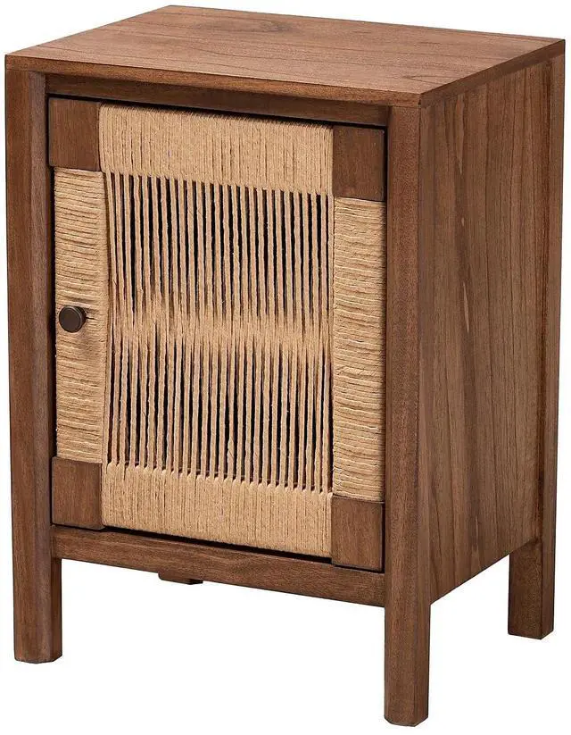 Alt view image 8 of 14 - Baxton Studio Holitz Modern Bohemian Walnut Brown Finished Bayur Wood Nightstand