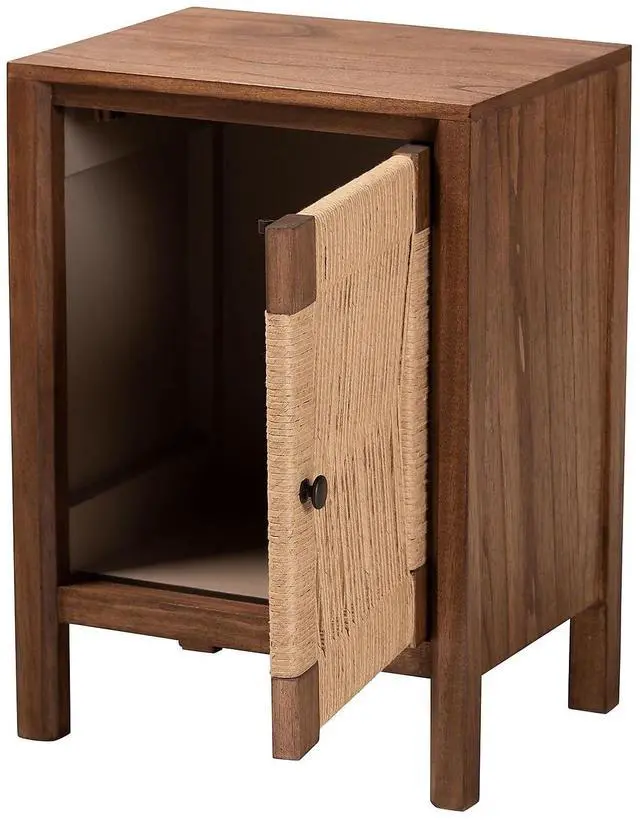 Alt view image 9 of 14 - Baxton Studio Holitz Modern Bohemian Walnut Brown Finished Bayur Wood Nightstand
