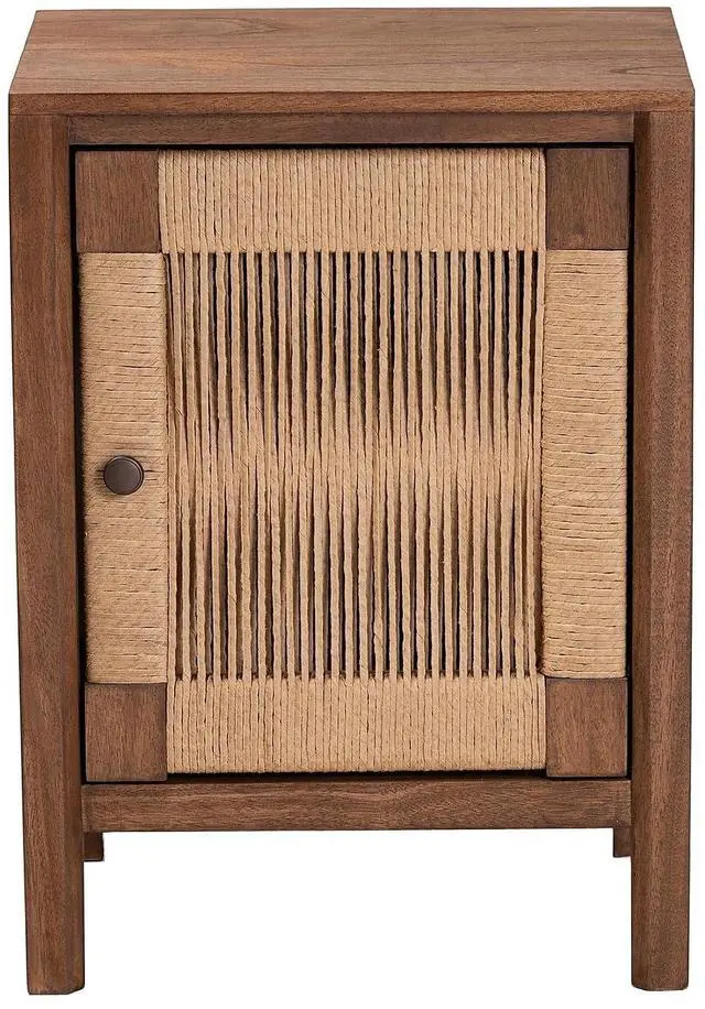 Alt view image 10 of 14 - Baxton Studio Holitz Modern Bohemian Walnut Brown Finished Bayur Wood Nightstand