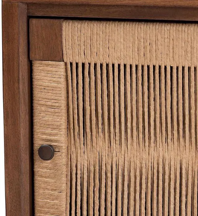 Alt view image 12 of 14 - Baxton Studio Holitz Modern Bohemian Walnut Brown Finished Bayur Wood Nightstand