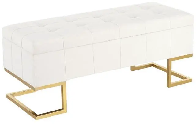 Main image of LumiSource Midas Storage Bench, Velvet Upholstered Storage Bench, Storage Bench for Entryway, Bedroom Bench with Storage