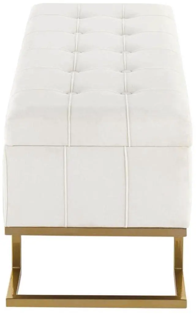 Alt view image 4 of 7 - LumiSource Midas Storage Bench, Velvet Upholstered Storage Bench, Storage Bench for Entryway, Bedroom Bench with Storage