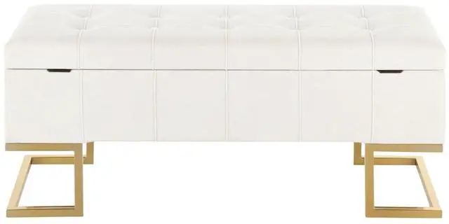 Alt view image 6 of 7 - LumiSource Midas Storage Bench, Velvet Upholstered Storage Bench, Storage Bench for Entryway, Bedroom Bench with Storage