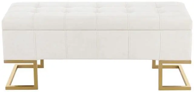 Alt view image 7 of 7 - LumiSource Midas Storage Bench, Velvet Upholstered Storage Bench, Storage Bench for Entryway, Bedroom Bench with Storage