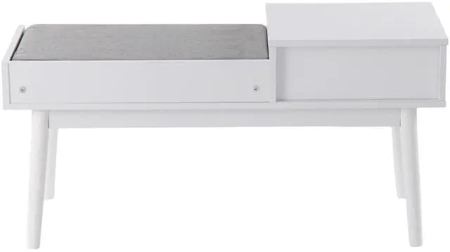 Alt view image 5 of 7 - LumiSource Telephone Bench, Fabric Upholstered Bench, Bench for Entryway, Bed Bench for Bedroom, Bench with Storage and Seating