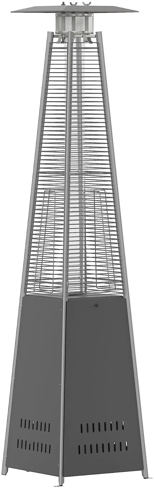 Main image of Flash Furniture Outdoor Patio Heater with Wheels - Slate Gray - 42,000 BTU - 7.5 Feet Tall - Stainless Steel - For Residential and Commercial Use