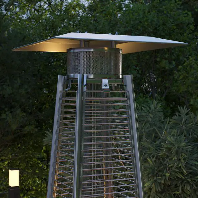 Alt view image 5 of 7 - Flash Furniture Outdoor Patio Heater with Wheels - Slate Gray - 42,000 BTU - 7.5 Feet Tall - Stainless Steel - For Residential and Commercial Use