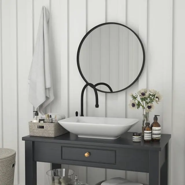 Alt view image 16 of 19 - Flash Furniture Jennifer Round Metal Framed Wall Mirror 27.5" Black (HFMHD75G412315)
