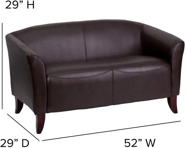 Alt view image 20 of 20 - Flash Furniture 111-2-BN-GG Hercules Imperial Series Leather Love Seat, Brown/Cherry
