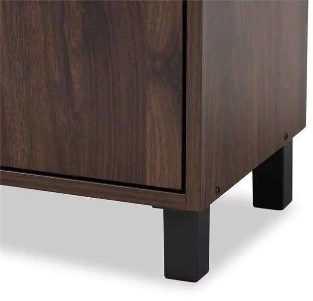 Alt view image 18 of 19 - Baxton Studio Rossin Modern and Contemporary Walnut Brown Finished 2-Door Wood Entryway Shoe Storage Cabinet with Open Shelf