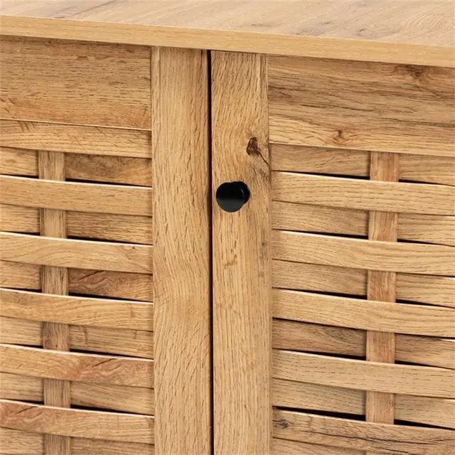 Alt view image 20 of 20 - Baxton Studio Winda Modern and Contemporary Oak Brown Finished Wood 3-Door Shoe Cabinet