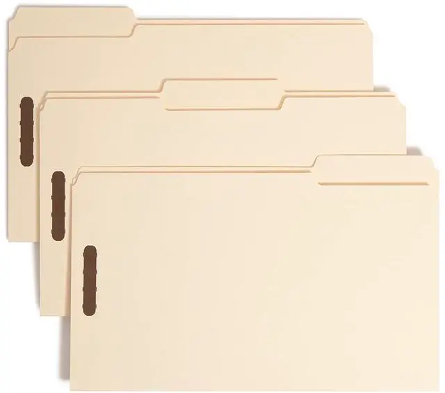Alt view image 20 of 20 - Smead 1/3 Tab Cut Legal Recycled Fastener Folder - 8 1/2" x 14" - 2 x 2K Fastener(s) - Top Tab Location - Assorted Position Tab Position - Manila - Manila - 10% - 50 / Box