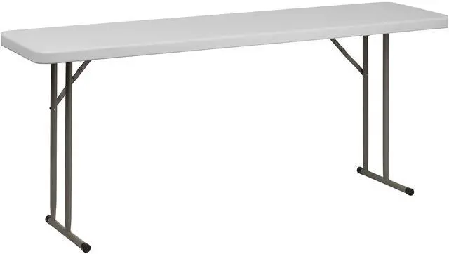 Alt view image 5 of 6 - 6-Foot Plastic Folding Training Table Set with 2 Crown Back Stack Chairs