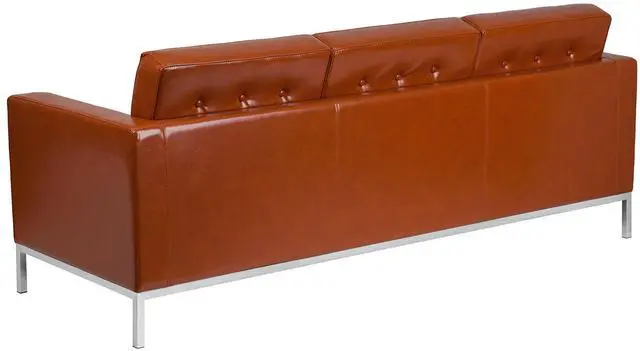 Alt view image 20 of 20 - HERCULES Lacey Series Contemporary Cognac LeatherSoft Sofa with Stainless Steel Frame