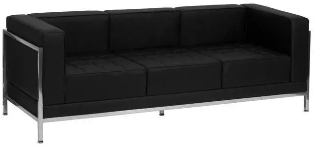 Alt view image 6 of 12 - Flash Furniture Hercules Imagination Series Contemporary Black Leather Sofa with Encasing Frame