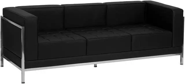 Alt view image 8 of 12 - Flash Furniture Hercules Imagination Series Contemporary Black Leather Sofa with Encasing Frame
