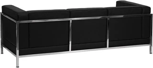 Alt view image 9 of 12 - Flash Furniture Hercules Imagination Series Contemporary Black Leather Sofa with Encasing Frame