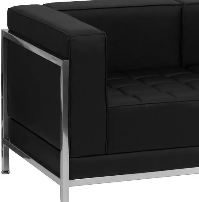 Alt view image 10 of 12 - Flash Furniture Hercules Imagination Series Contemporary Black Leather Sofa with Encasing Frame