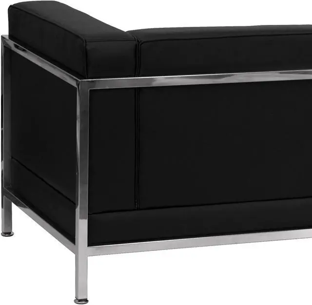 Alt view image 11 of 12 - Flash Furniture Hercules Imagination Series Contemporary Black Leather Sofa with Encasing Frame