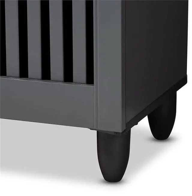 Alt view image 16 of 20 - Baxton Studio Fernanda Modern and Contemporary Dark Gray 3-Door Wooden Entryway Shoe Storage Wide Cabinet