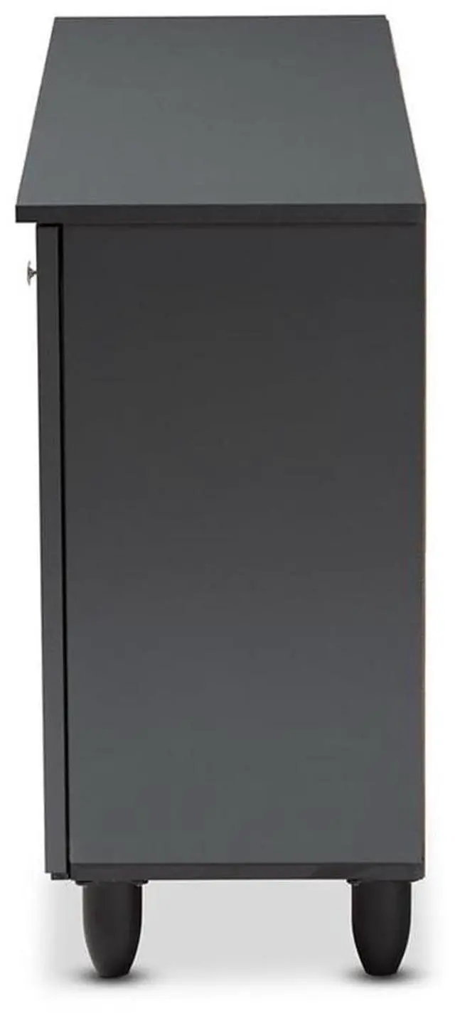 Alt view image 17 of 20 - Baxton Studio Fernanda Modern and Contemporary Dark Gray 3-Door Wooden Entryway Shoe Storage Wide Cabinet