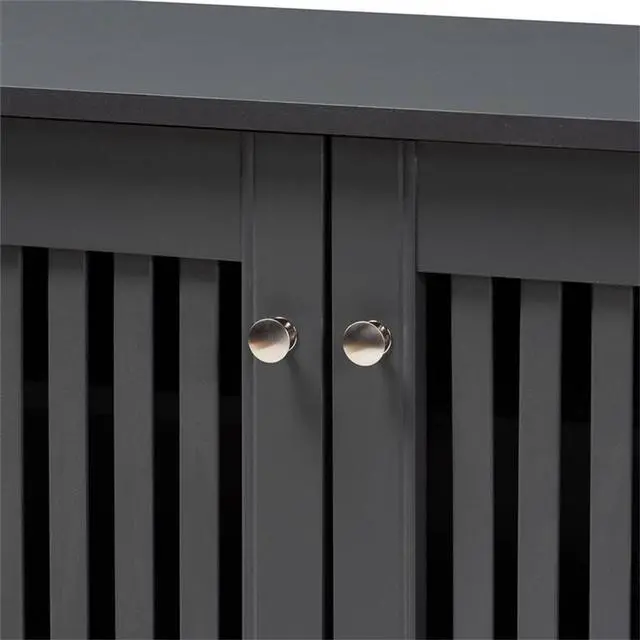 Alt view image 18 of 20 - Baxton Studio Fernanda Modern and Contemporary Dark Gray 3-Door Wooden Entryway Shoe Storage Wide Cabinet