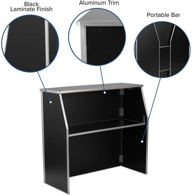 Alt view image 9 of 13 - 4' Black Laminate Foldable Bar