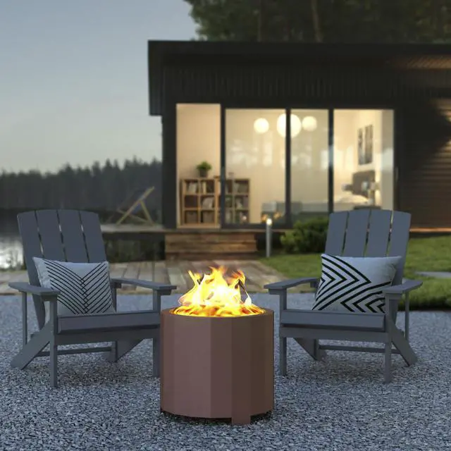Alt view image 18 of 20 - Titus Commercial Grade 19.5 inch Smokeless Outdoor Firepit, Natural Wood Burning Portable Fire Pit With Waterproof Cover, Bronze