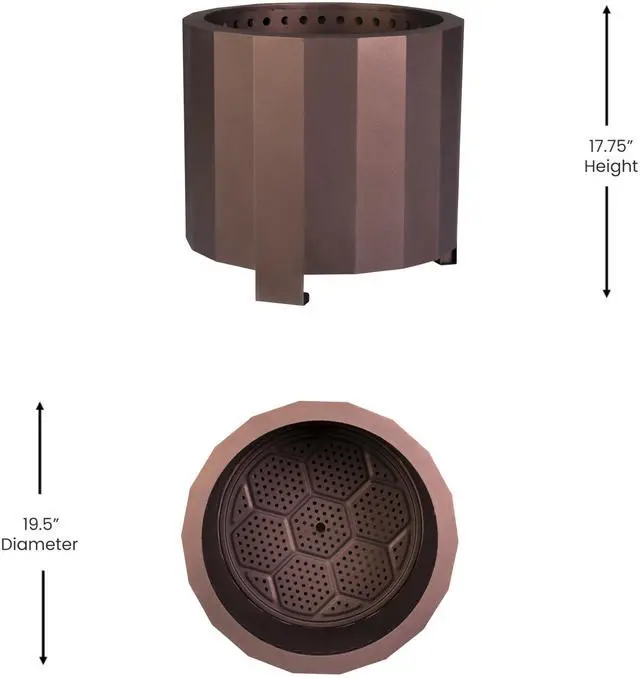 Alt view image 20 of 20 - Titus Commercial Grade 19.5 inch Smokeless Outdoor Firepit, Natural Wood Burning Portable Fire Pit With Waterproof Cover, Bronze