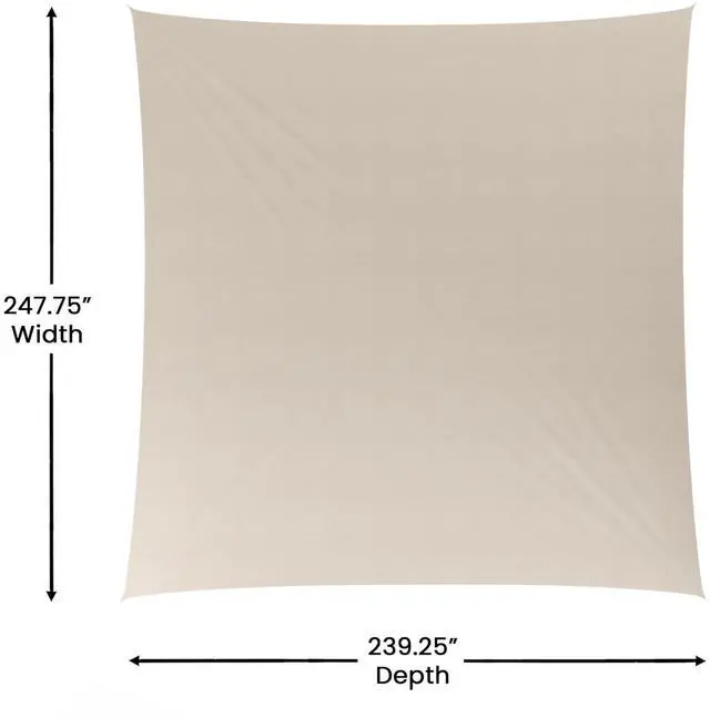 Alt view image 5 of 7 - Flash Furniture Palmetto Rectangle Sun Sail Canopy, Recycled HDPE with Reinforced Edges, Stainless Steel D Rings, Included 5 FT Nylon Attachment Ropes, 20 FT, Sand
