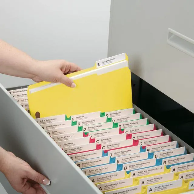 Alt view image 7 of 7 - Fastener File Folders, Reinforced 1/3-Cut Tabs, 2 Fasteners, Letter Size, Assorted Coolors, 50 per Box (11975)