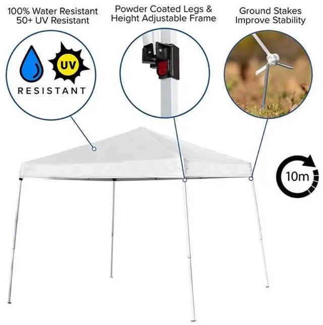 Alt view image 20 of 20 - 8'x8' White Outdoor Pop Up Event Slanted Leg Canopy Tent with Carry Bag