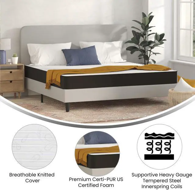 Alt view image 14 of 19 - Flash Furniture Capri Comfortable Sleep 8" Foam and Innerspring Hybrid Mattress King (CLE238BK)