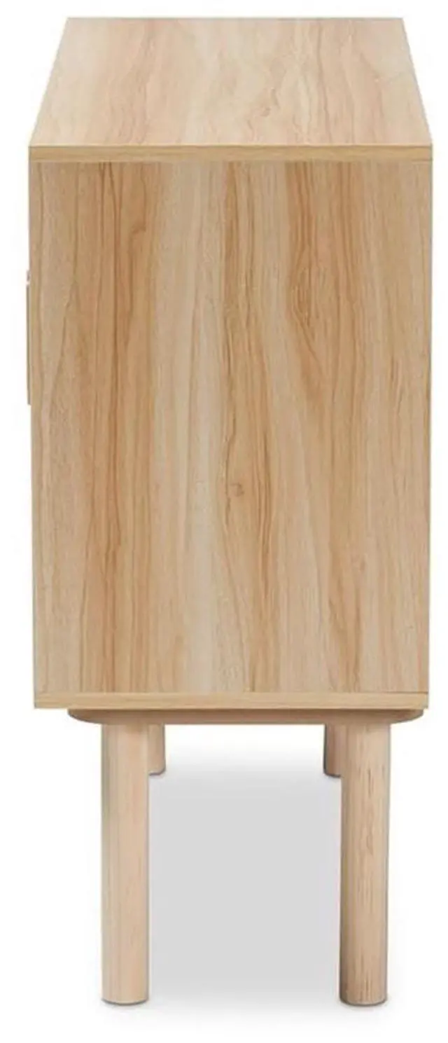 Alt view image 12 of 13 - Baxton Studio Maclean Mid-Century Modern Rattan and Natural Brown Finished Wood 2-Door Sideboard Buffet