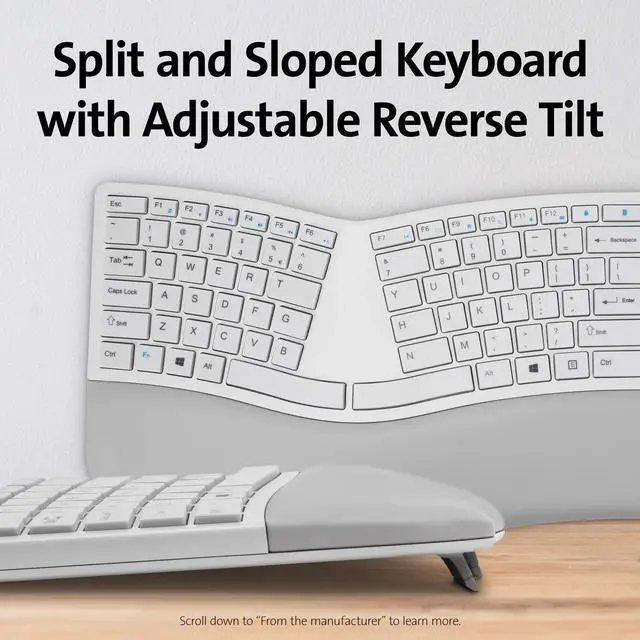 Alt view image 16 of 20 - Kensington Pro Fit K75407US Gray 2.4 GHz and Bluetooth Ergonomic Keyboard and Mouse
