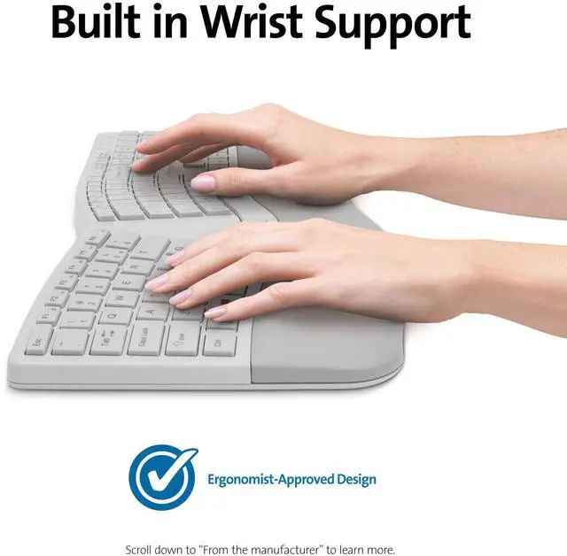 Alt view image 17 of 20 - Kensington Pro Fit K75407US Gray 2.4 GHz and Bluetooth Ergonomic Keyboard and Mouse