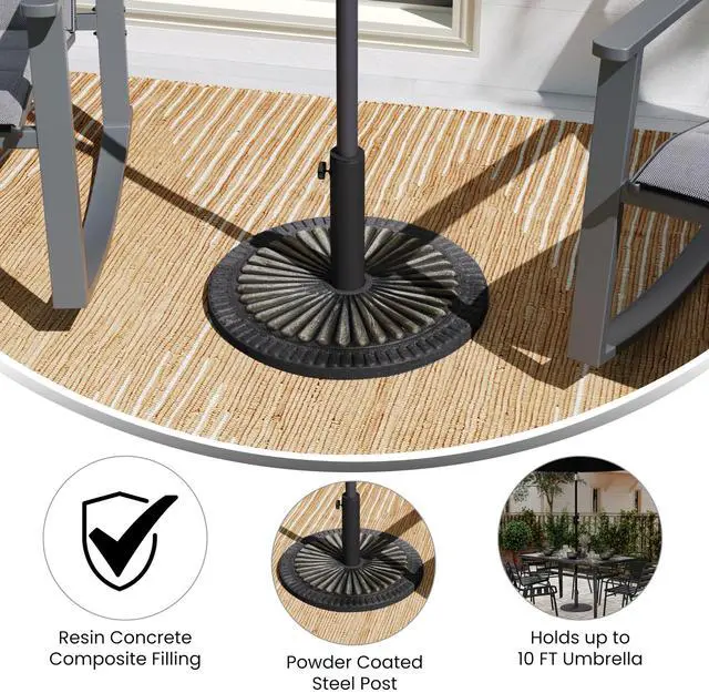 Alt view image 10 of 14 - Flash Furniture Kona Universal Cement Patio Umbrella Base Bronze (GMWLB49014ABR)