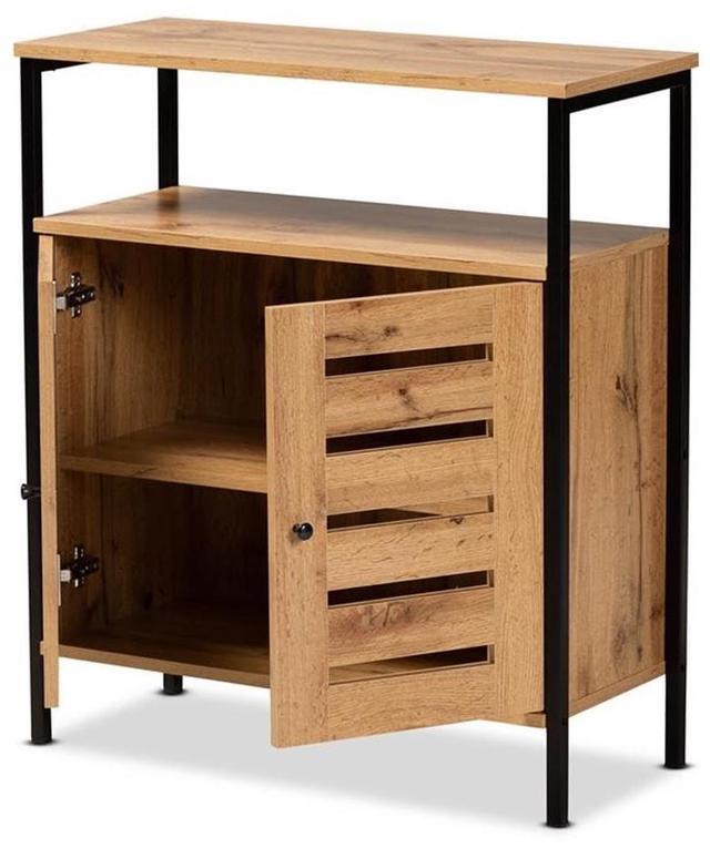 Alt view image 17 of 20 - Baxton Studio Vander Modern and Contemporary Oak Brown Finished Wood and Black Metal 2-Door Shoe Cabinet