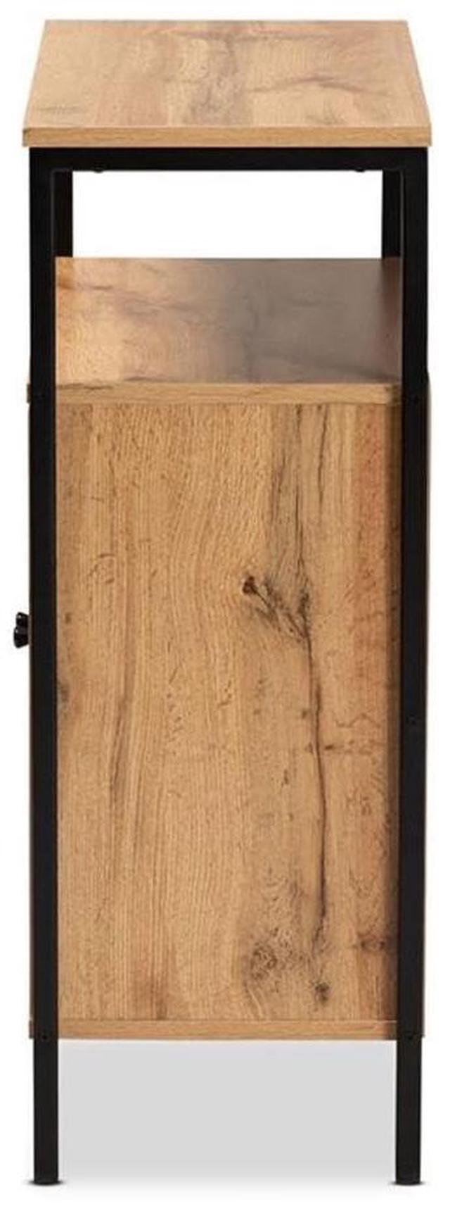 Alt view image 19 of 20 - Baxton Studio Vander Modern and Contemporary Oak Brown Finished Wood and Black Metal 2-Door Shoe Cabinet
