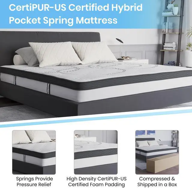 Alt view image 13 of 17 - Capri Comfortable Sleep 10 Inch CertiPUR-US Certified Hybrid Pocket Spring Mattress, King Mattress in a Box