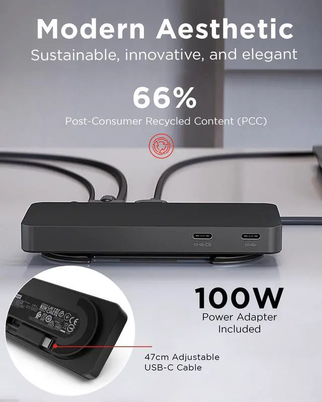 Alt view image 20 of 20 - Lenovo USB-C Dual Display Travel Dock with Adapter