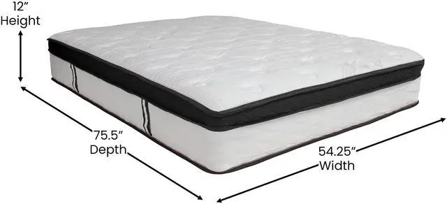 Alt view image 14 of 14 - Capri Comfortable Sleep 12 Inch CertiPUR-US Certified Memory Foam & Pocket Spring Mattress, Full Mattress in a Box