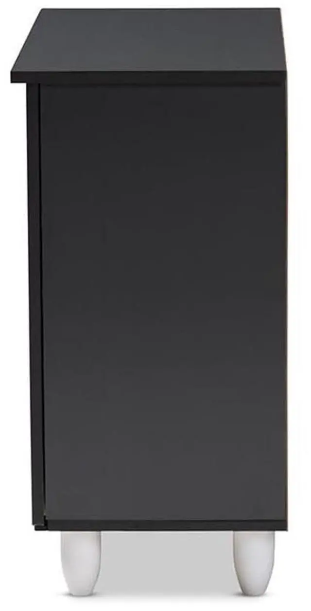 Alt view image 11 of 14 - Baxton Studio Gisela Modern and Contemporary Two-Tone Oak and Dark Gray 2-Door Shoe Storage Cabinet