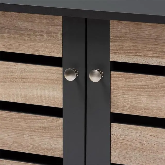 Alt view image 12 of 14 - Baxton Studio Gisela Modern and Contemporary Two-Tone Oak and Dark Gray 2-Door Shoe Storage Cabinet