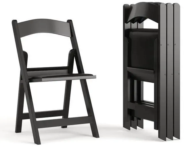 Main image of Flash Furniture Hercules Series Folding Chairs for Weddings and Formal Events, Stackable Commercial Event Seats with 1,000-lb. Static Weight Capacity, Set of 4, Black